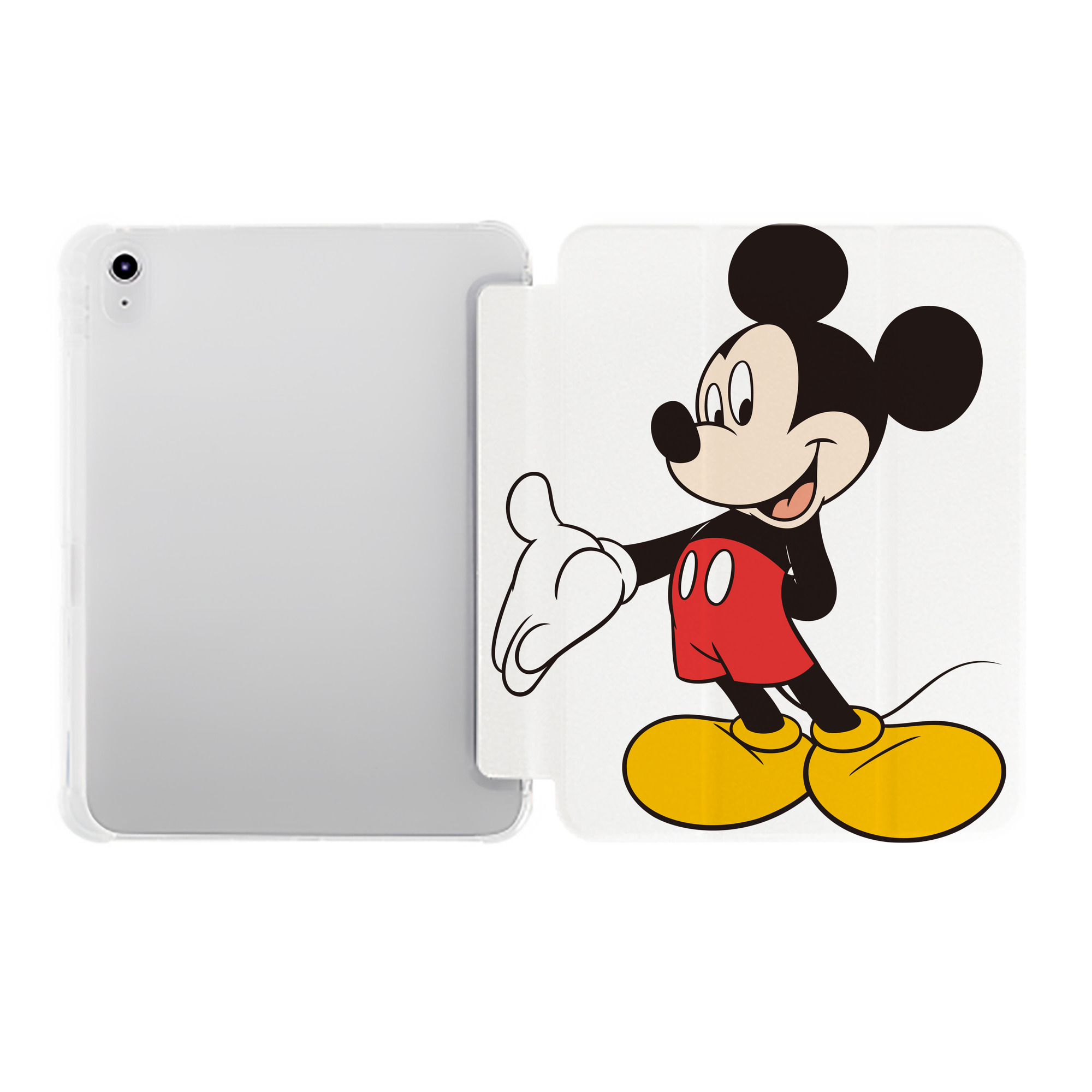 （画像用） ミッキーマウス Mickey Mouse IPad ケース ペン収納付き 三つ折りスタンド PUレザー×シリコン 対応機種9.5/10.5/10.9インチ